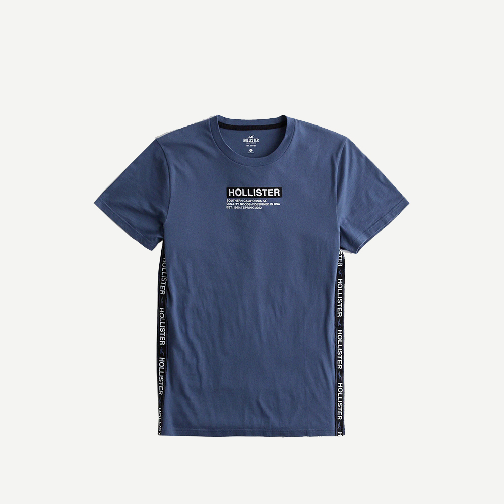 Hollister 海鷗 熱銷貼布文字短袖T恤-灰藍色