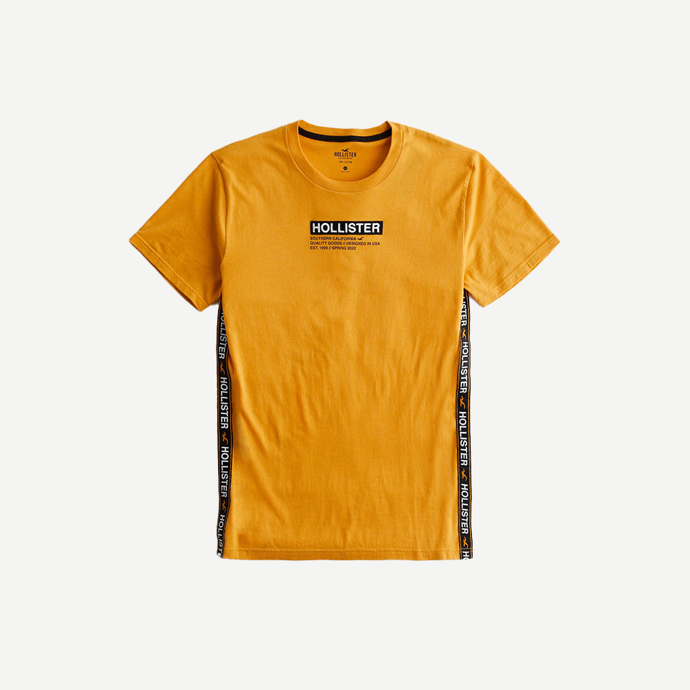 Hollister 海鷗 熱銷貼布文字短袖T恤-黃色