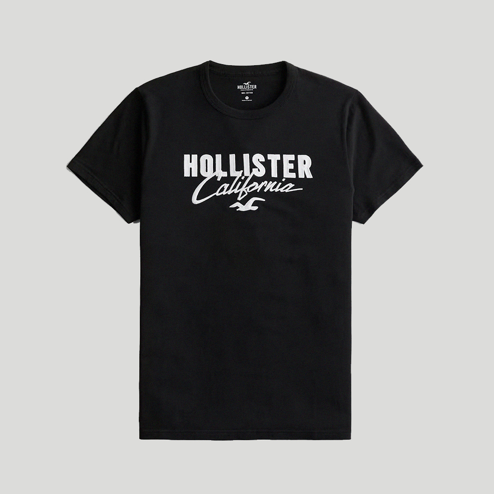 Hollister 海鷗 HCO 熱銷刺繡文字海鷗圖案短袖T恤-黑色
