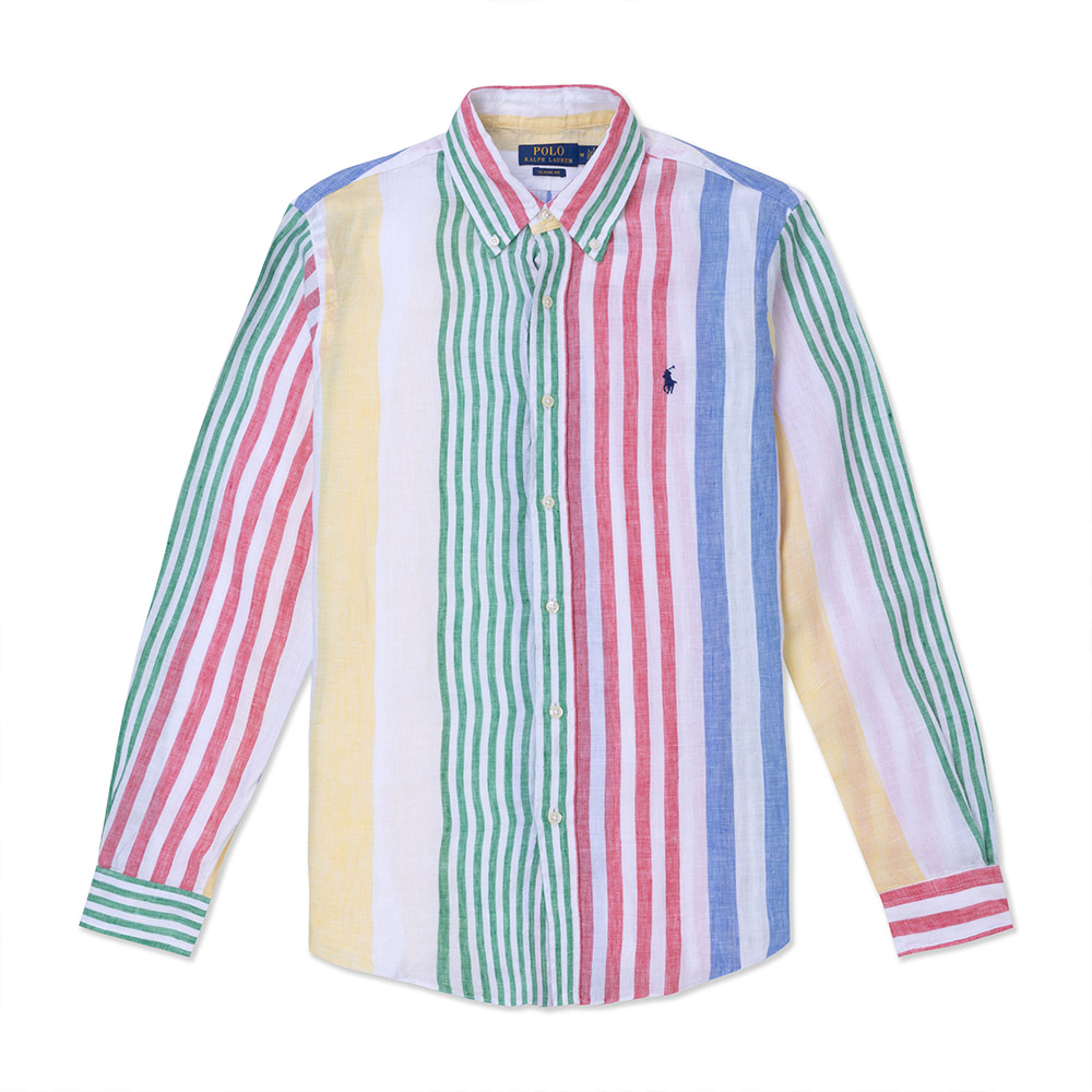Polo Ralph Lauren RL 熱銷刺繡小馬長袖襯衫(CLASSIC FIT)-彩直條紋色