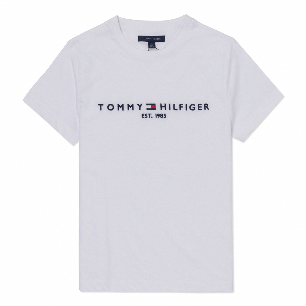 TOMMY 熱銷刺繡文字Logo圖案短袖T恤(女)-白色