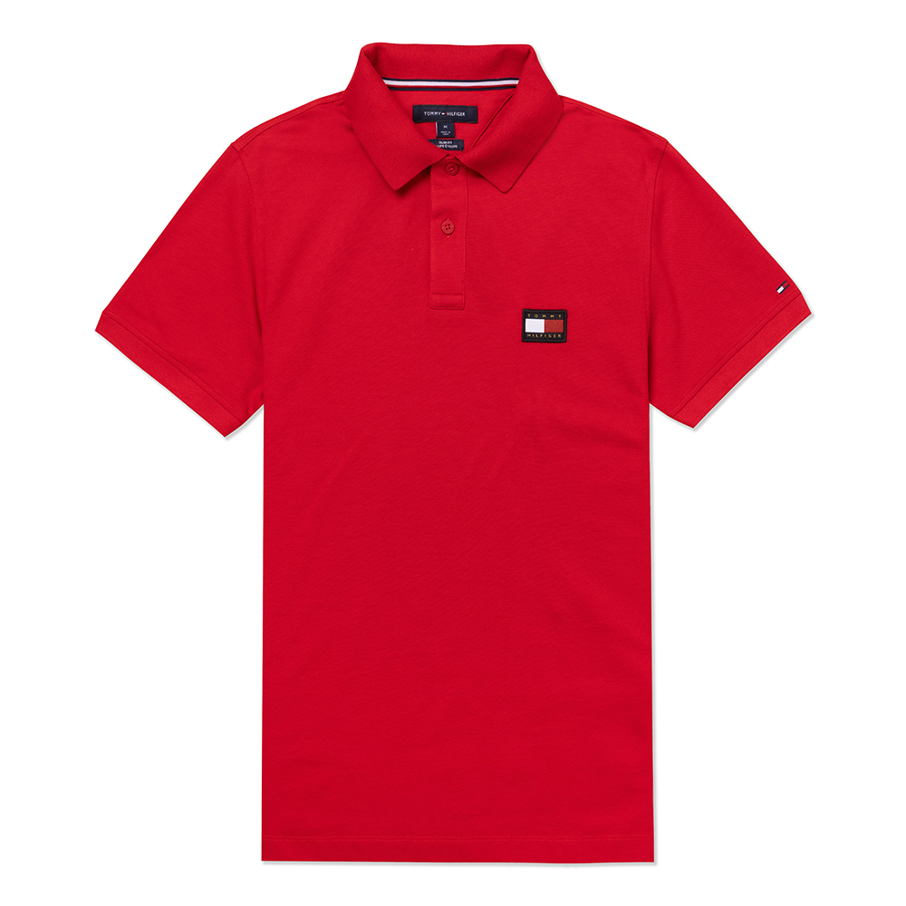 TOMMY 熱銷貼布大Logo短袖Polo衫-紅色