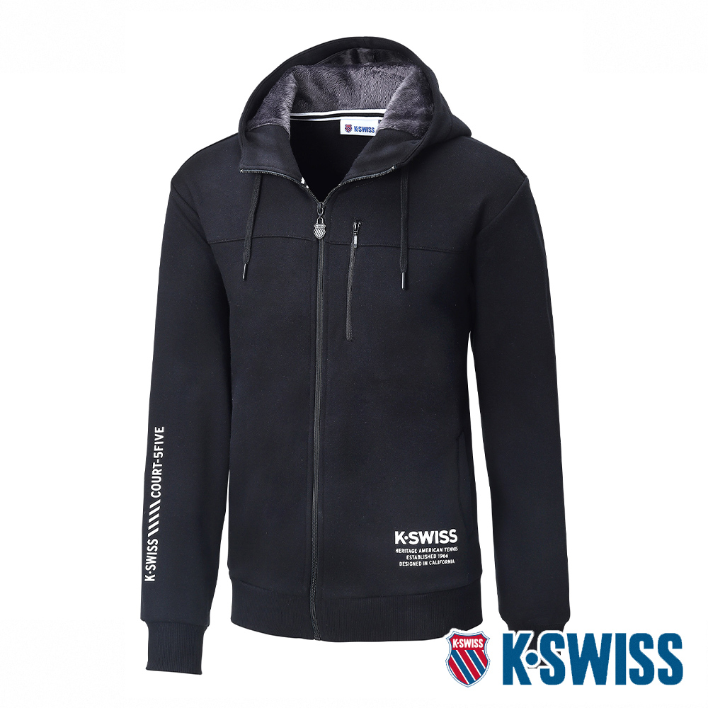 K-SWISS Fleece Jacket刷毛連帽外套-男-黑
