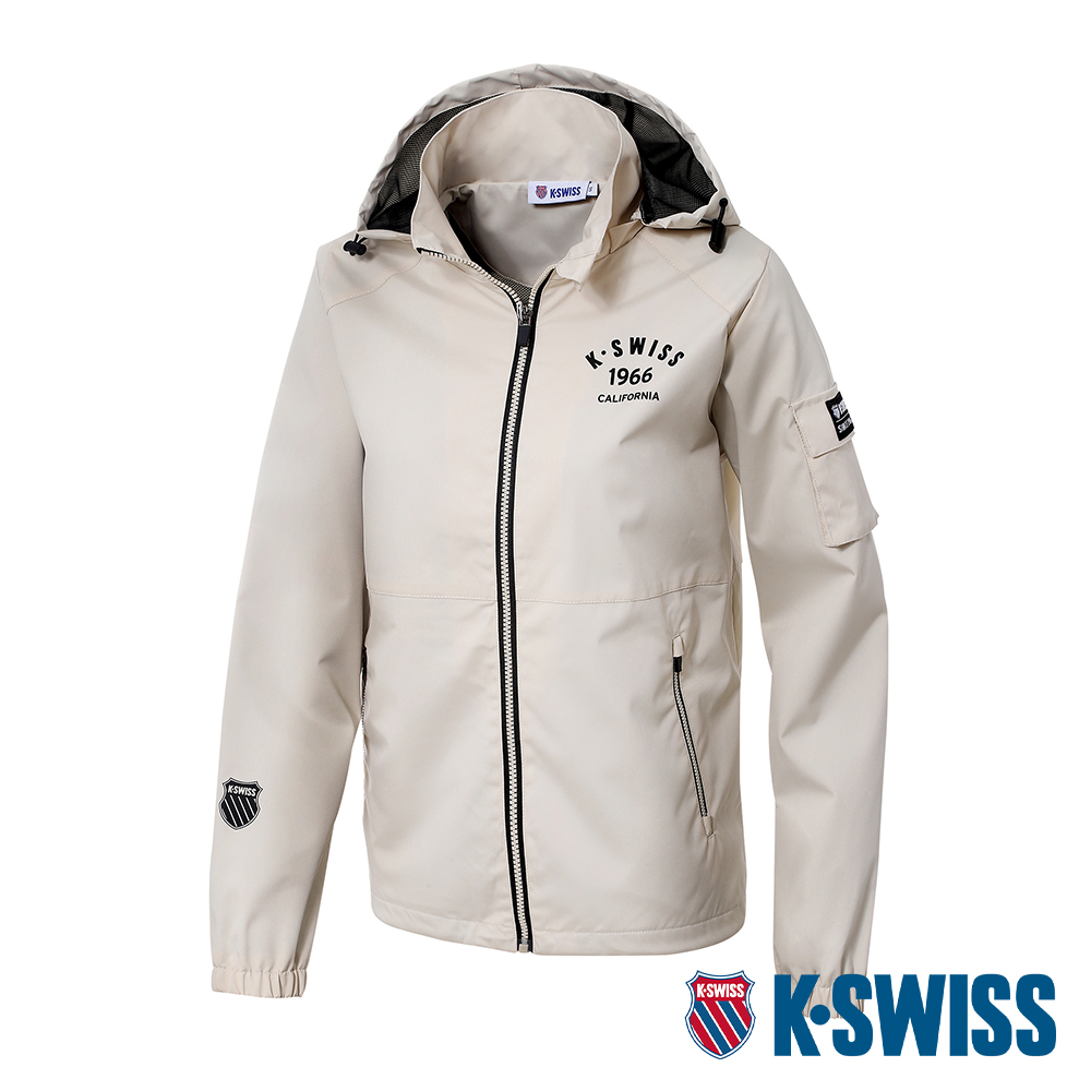 K-SWISS Attached Hoodie Jacket防風外套-女-米白