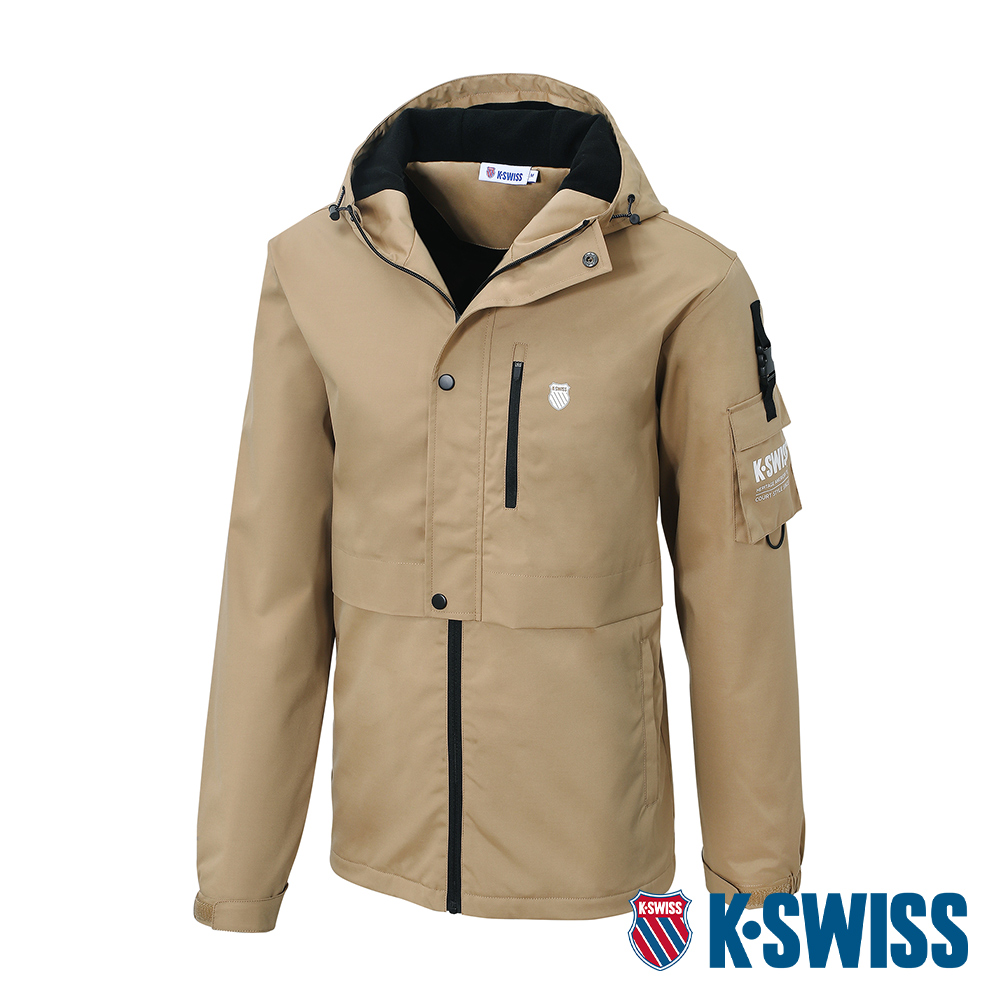 K-SWISS Windbreaker 刷毛防風外套-男-棕