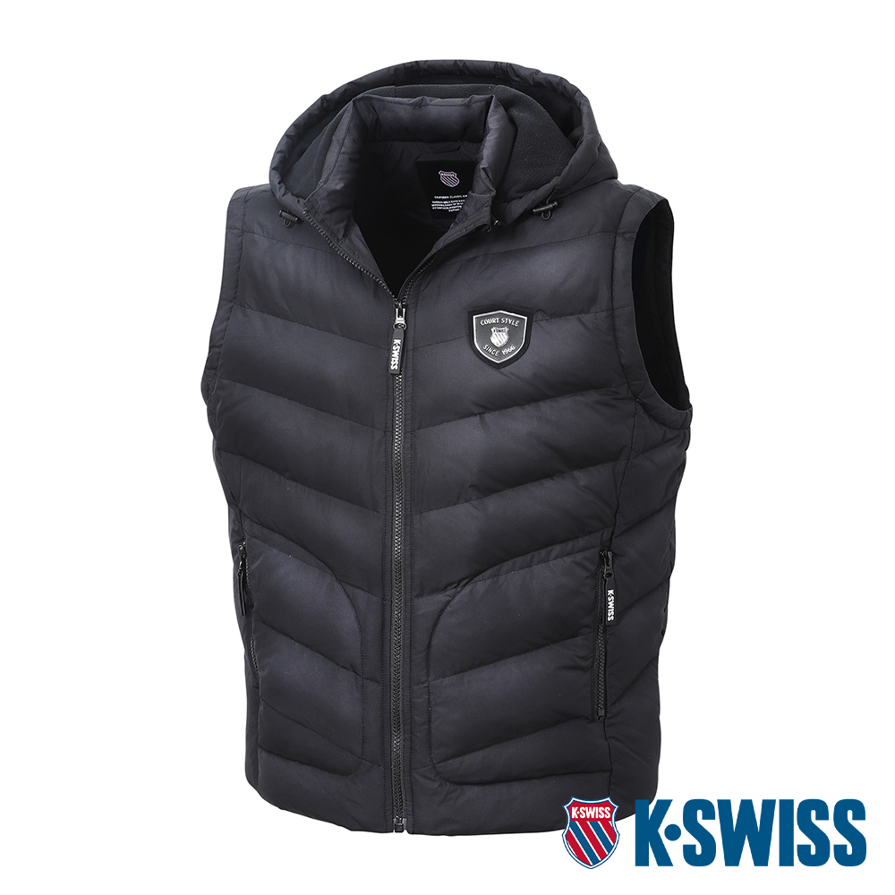 K-SWISS Down Vest可拆式連帽羽絨背心-男-黑