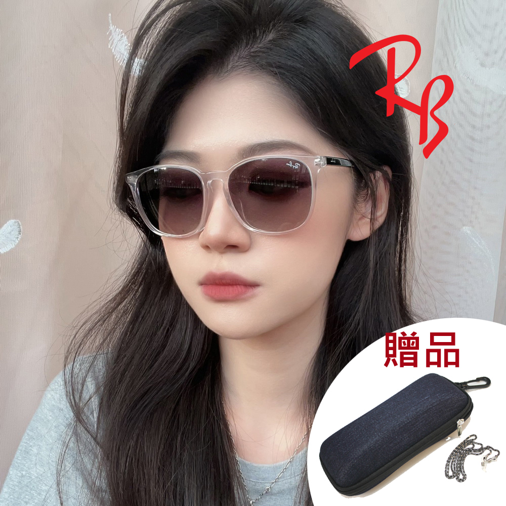 RAY BAN 雷朋 亞洲版 舒適加高鼻翼 時尚太陽眼鏡 RB4387F 134911 透明框漸層灰鏡片 公司貨