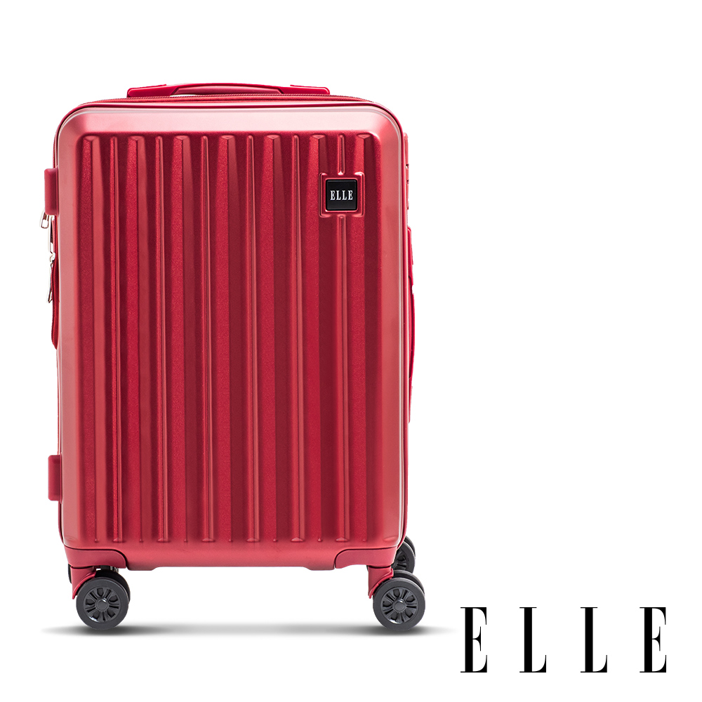 【ELLE】皇冠系列 20吋防爆抗刮耐衝撞複合材質行李箱/登機箱-胭脂紅 EL31267