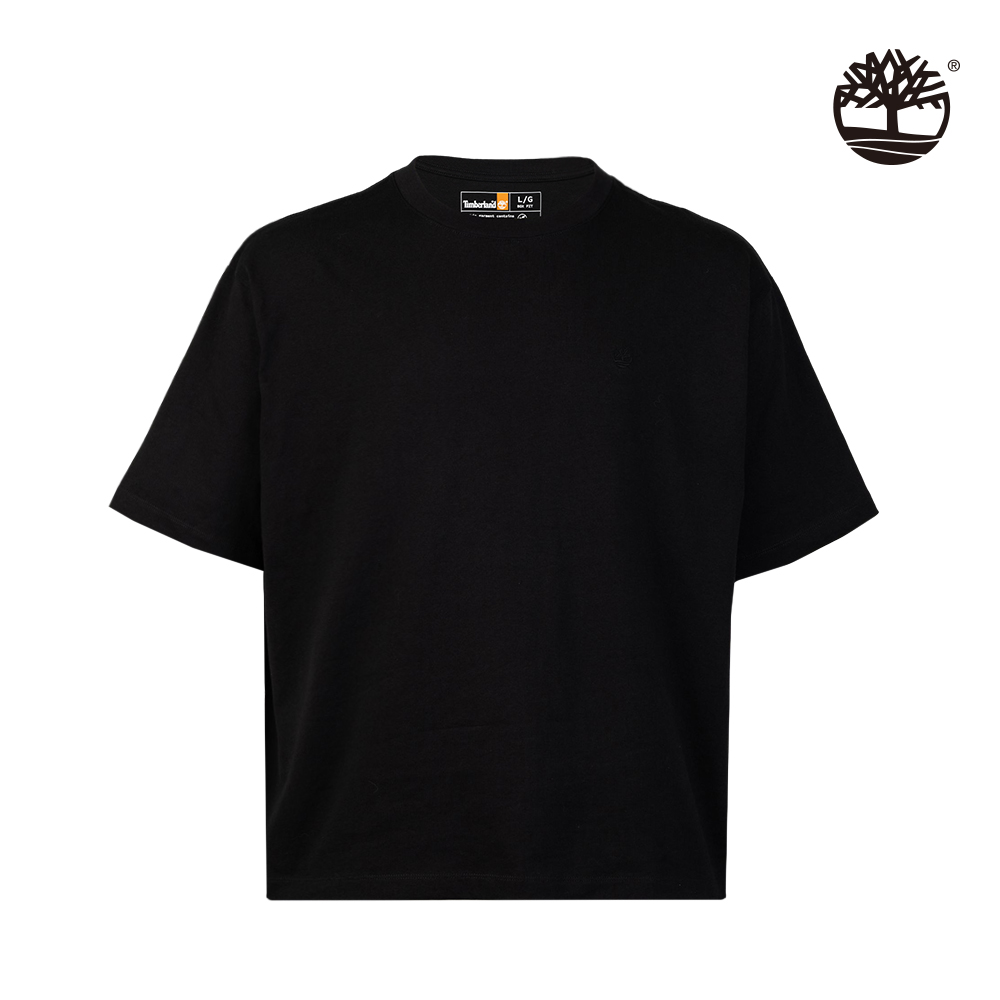 Timberland 男款黑色胸前大樹刺繡Logo圓領短袖T恤|A6F7Q001