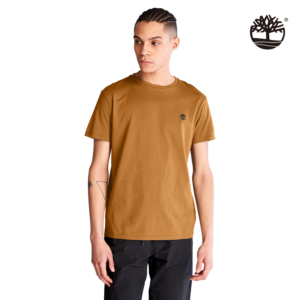 Timberland 男款小麥色精緻大樹LOGO短袖T恤|A6DKUP47