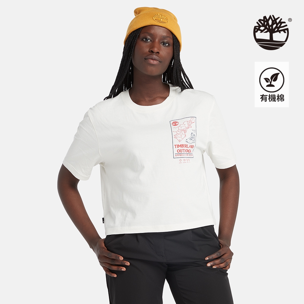 Timberland 女款復古白短版短袖T恤|A6HRDCM9
