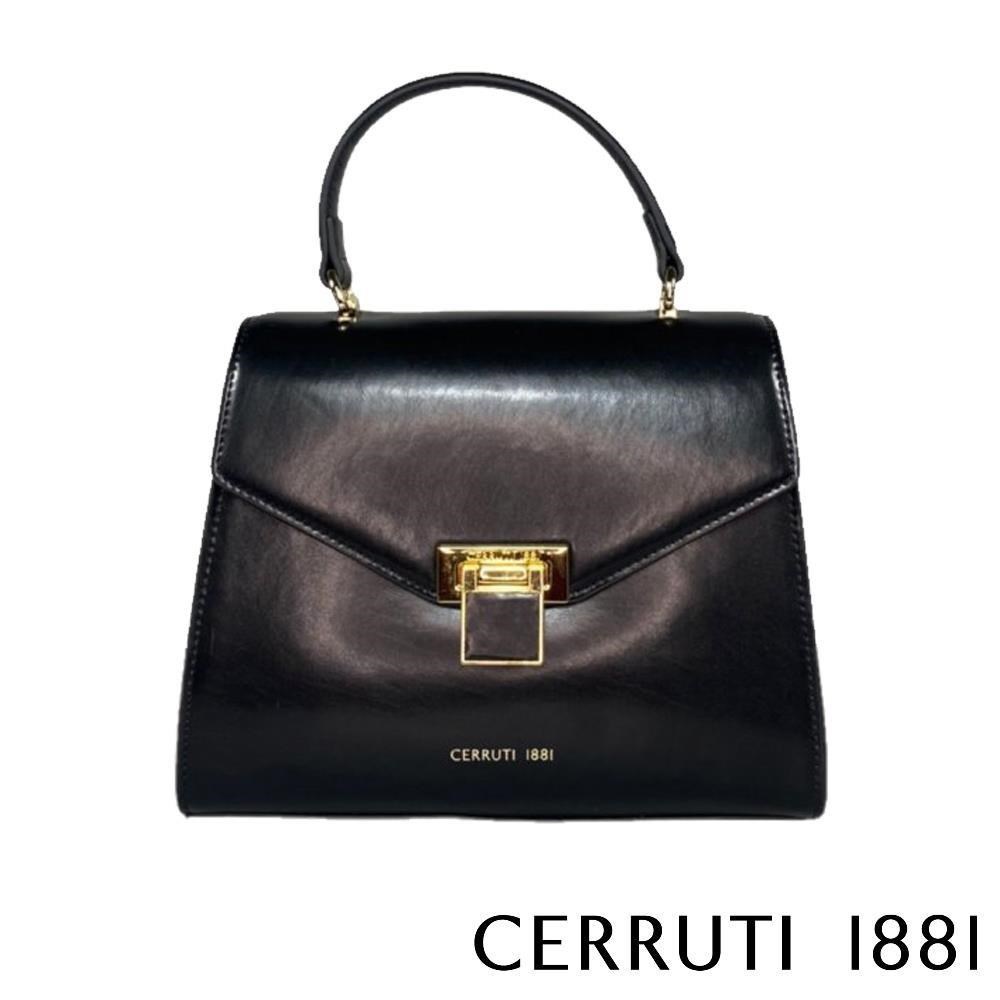 【Cerruti 1881】限量2折 頂級小牛皮手提包肩背包 全新專櫃展示品(黑色5997M)