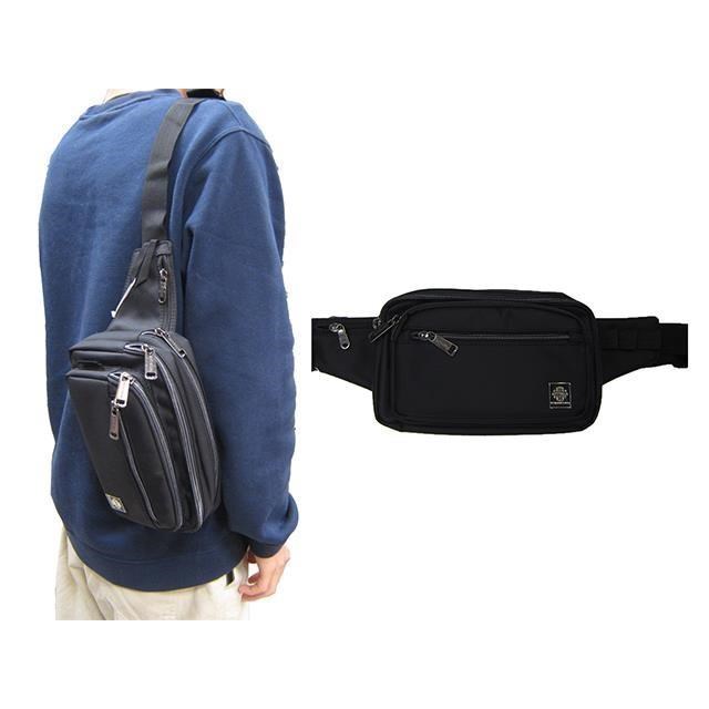 SPYWALK 腰包大容量二主袋+外袋共六層插筆外袋腰背肩背斜側背防水尼龍布