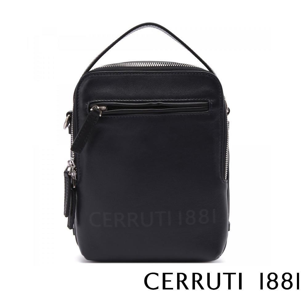 【Cerruti 1881】限量2折 頂級小牛皮肩背包 全新專櫃展示品(深藍色5335M)