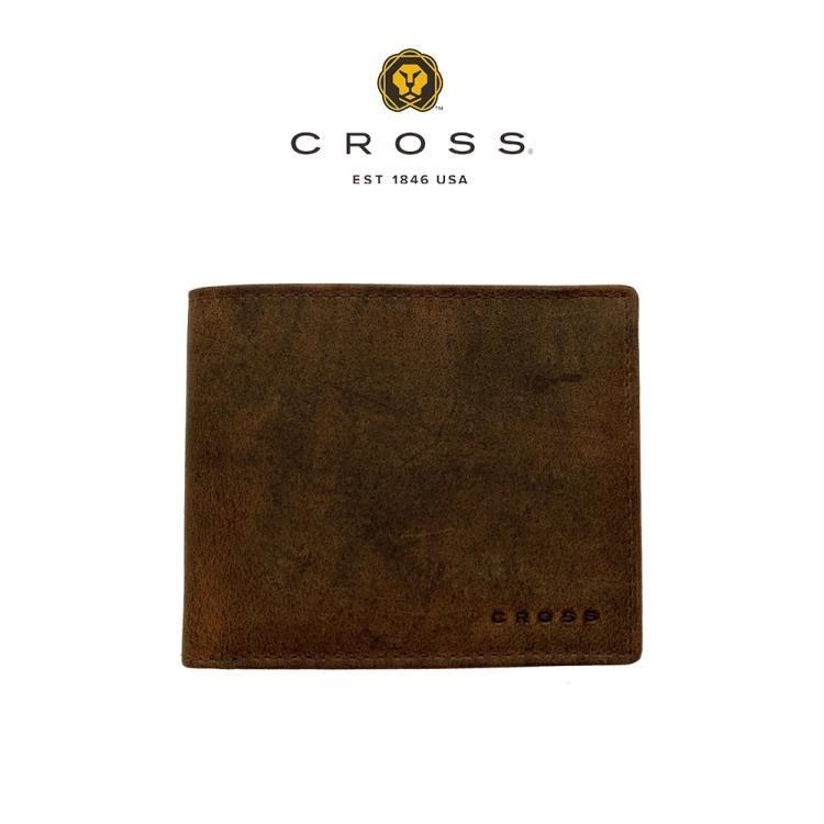 【CROSS】限量2折 頂級NAPPA小牛皮樹革紋8卡皮夾 (咖啡色 全新專櫃展示品)