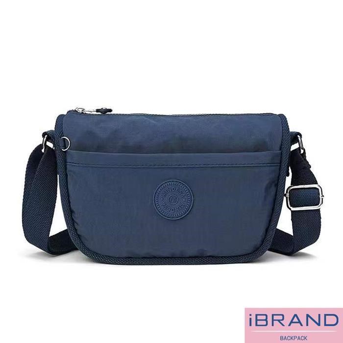 【iBrand】輕盈防潑水口袋斜側背包 - 藍色 MDS-8678-BL