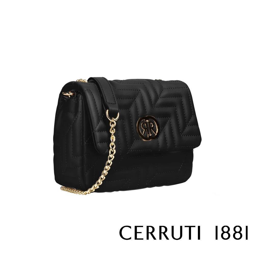 【Cerruti 1881】限量2折 頂級小牛皮肩背包 全新專櫃展示品(黑色5968M)