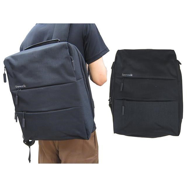 SPYWALK 後背包中大容量主袋+外袋共六層可電腦A4資夾防水尼龍布USB+線