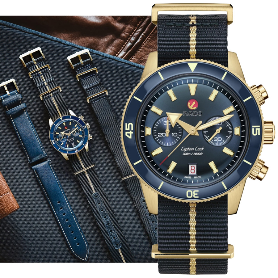 Rado 雷達表 Captain Cook 庫克船長 青銅 計時機械錶 43mm 藍色 R05 R32146208