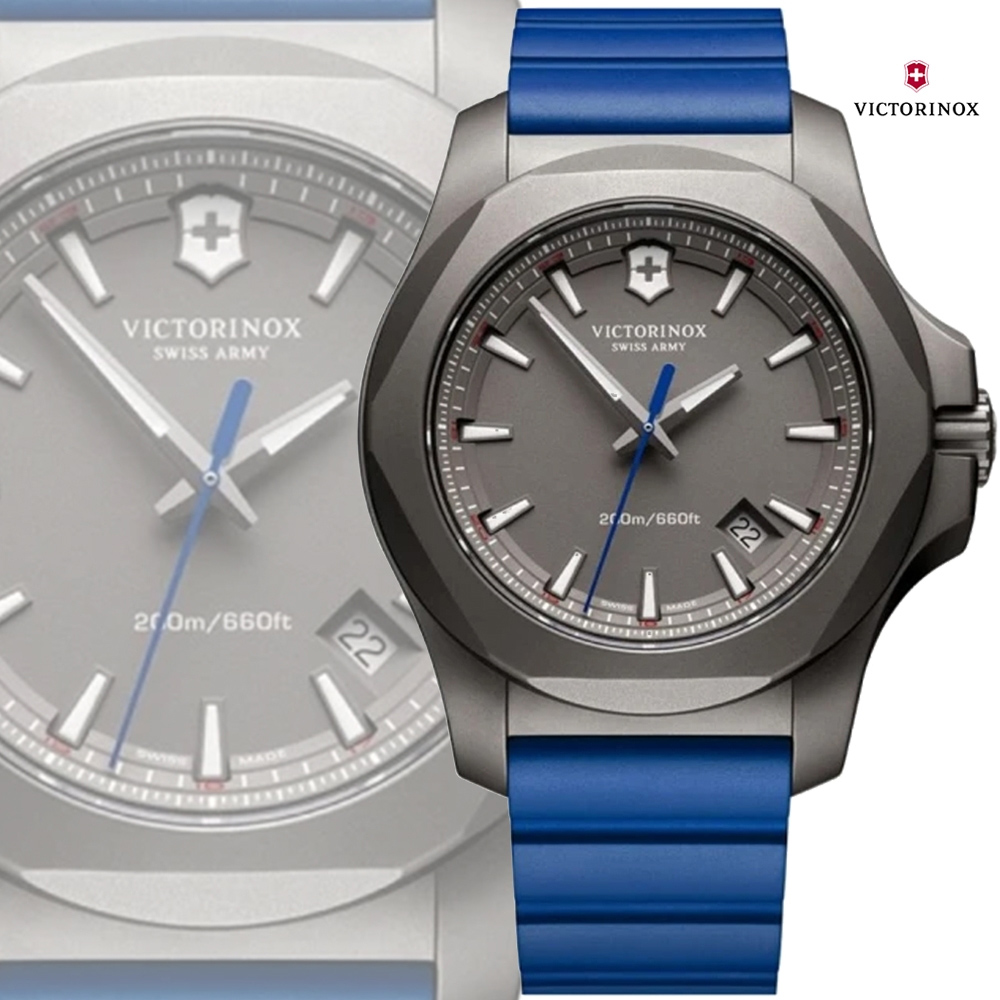 VICTORINOX 瑞士維氏 I.N.O.X. Titanium 鈦金屬潛水腕錶-藍 橡膠帶43mm(VISA-241759)