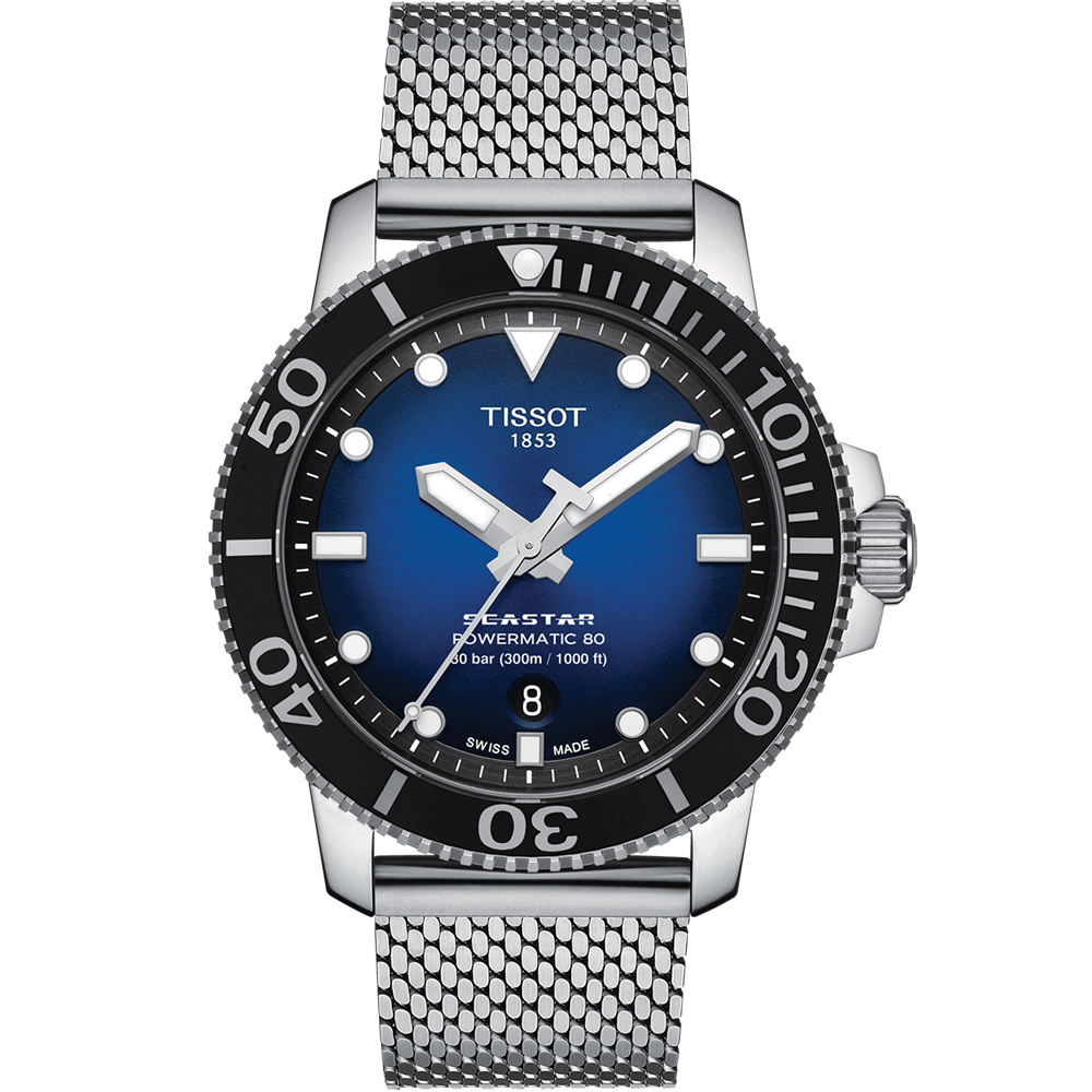 TISSOT 天梭Seastar 海星300米潛水機械錶(T1204071104102)藍- PChome 24h購物