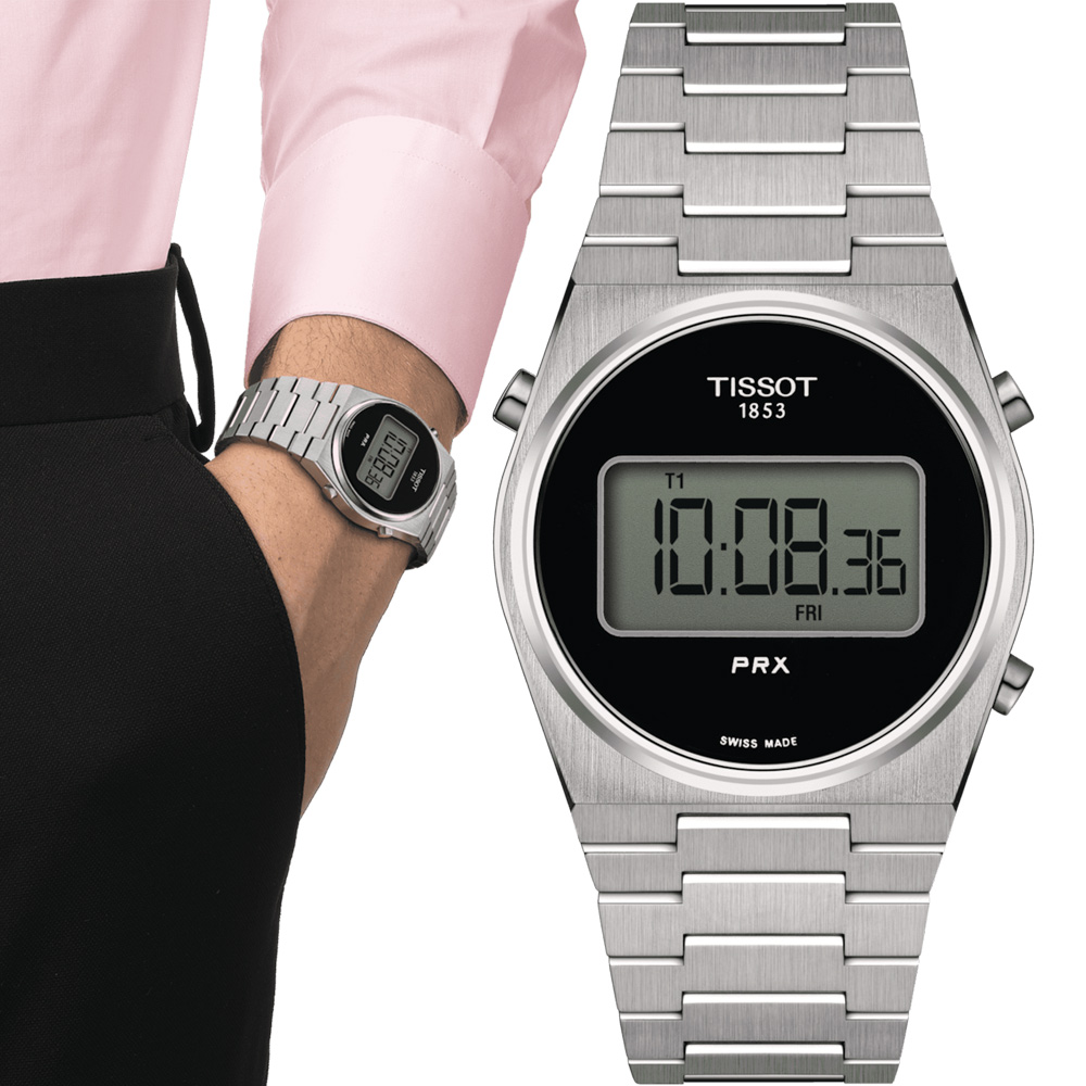 TISSOT 天梭 官方授權 PRX Digital 數位石英手錶-T1372631105000