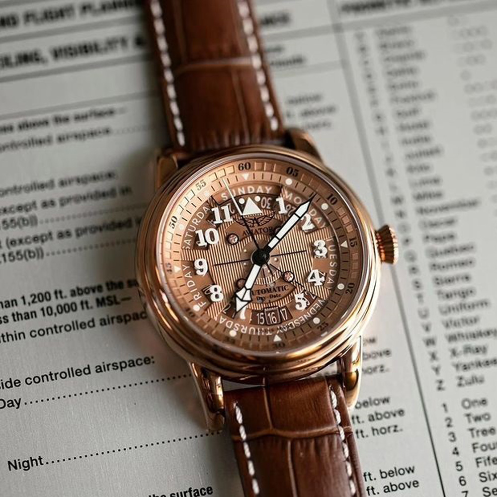 瑞士 AVIATOR DOUGLAS DAY-DATE 41 飛行員機械腕錶-V.3.36.8.290.4