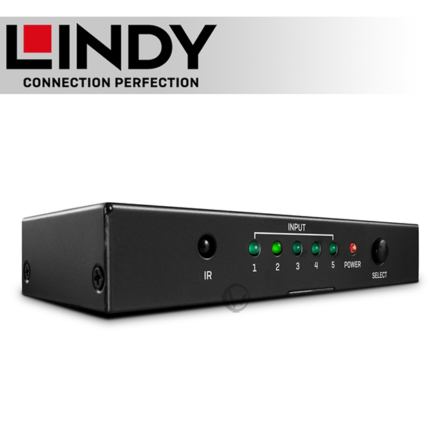 LINDY 林帝 HDMI 2.0 4K/60Hz 18G 5進1出 切換器 (38233)