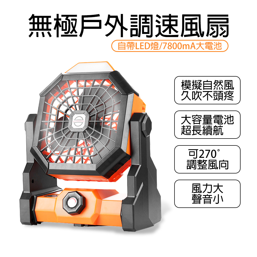 戶外充電風扇/露營風扇燈/帳篷電風扇（無極調速/大風力） - PChome 24h購物