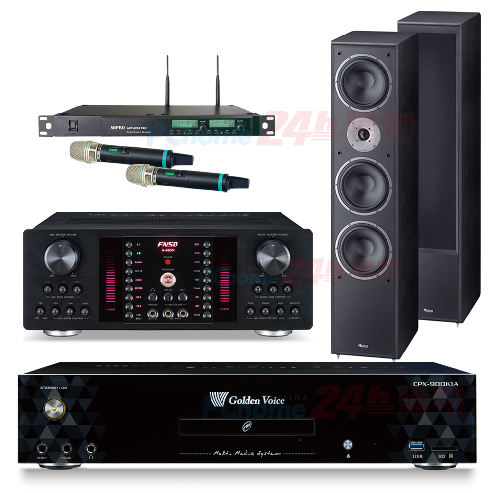 金嗓 CPX-900 K1A伴唱機4TB+A-480N擴大機+ACT-8299PRO+無線麥克風+Monitor supreme 1002喇叭
