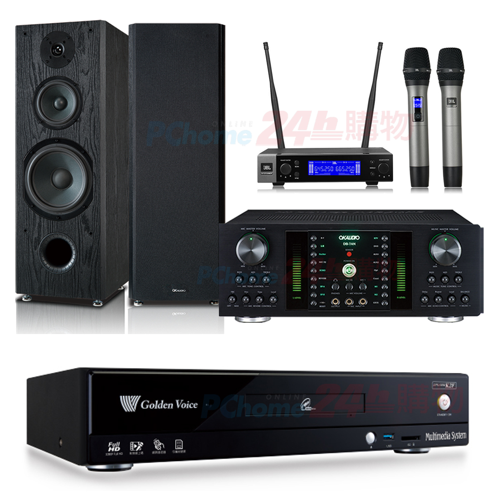 金嗓 CPX-900 K2F伴唱機 4TB+DB-7AN擴大機+JBL VM200無線麥克風+OKAUDIO OK-801B喇叭