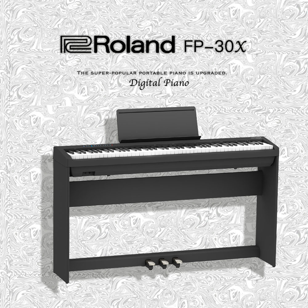 『Roland樂蘭』FP-30X套裝組 熱銷88鍵數位鋼琴 黑色 / 公司保固貨