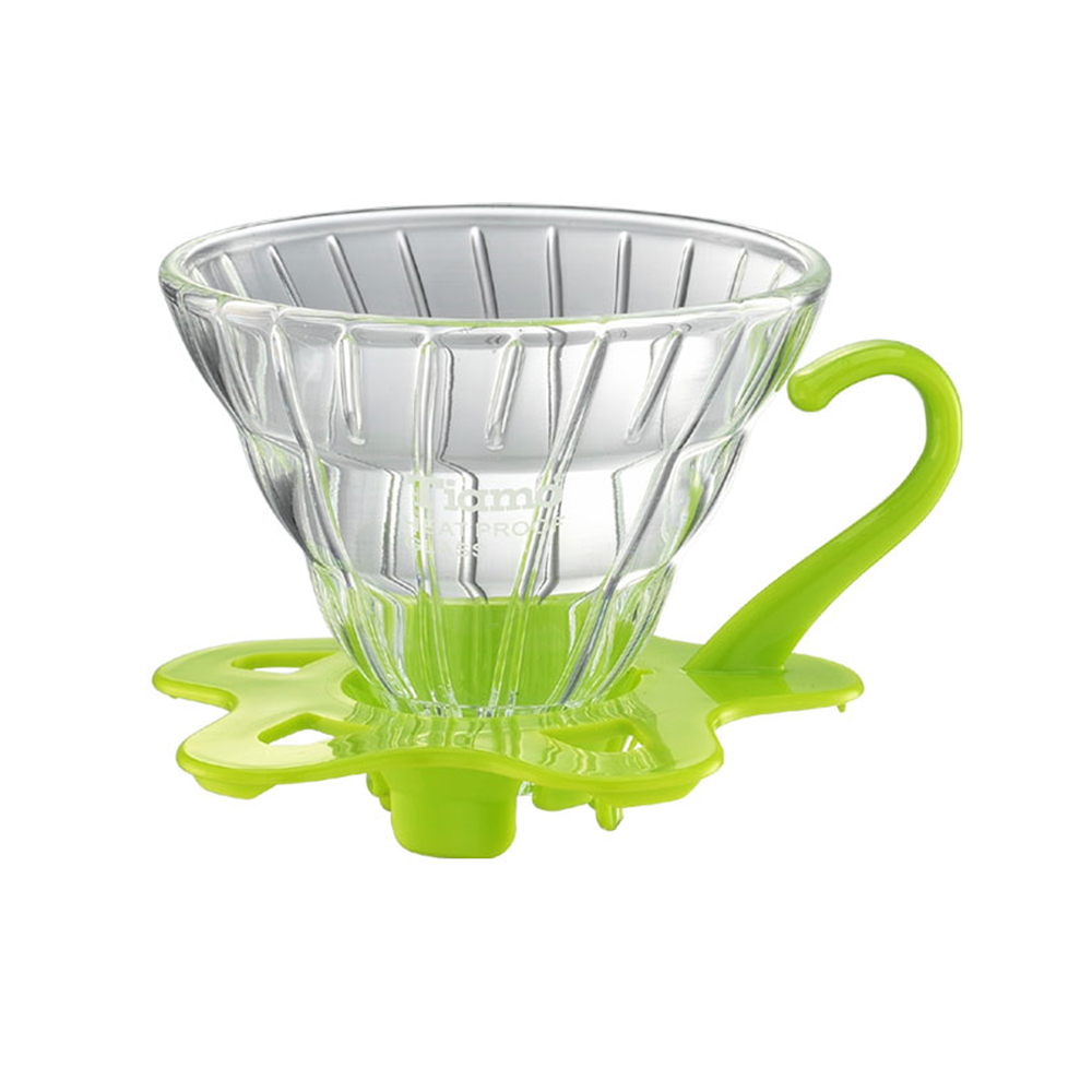 TIAMO V01 耐熱玻璃咖啡濾杯附咖啡匙+滴水盤-綠色(HG5356G)