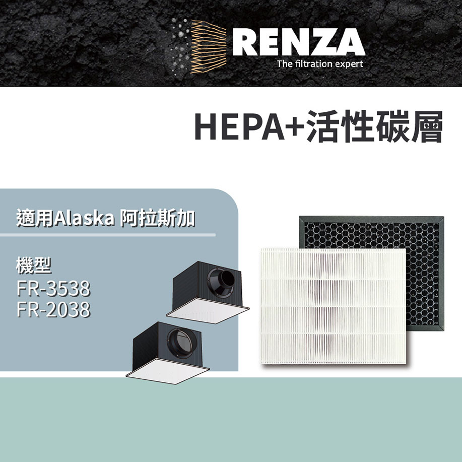 RENZA濾網 適用 Alaska 阿拉斯加 FR-3538 FR-2038 HEPA活性碳 AFR-PA01/CB01