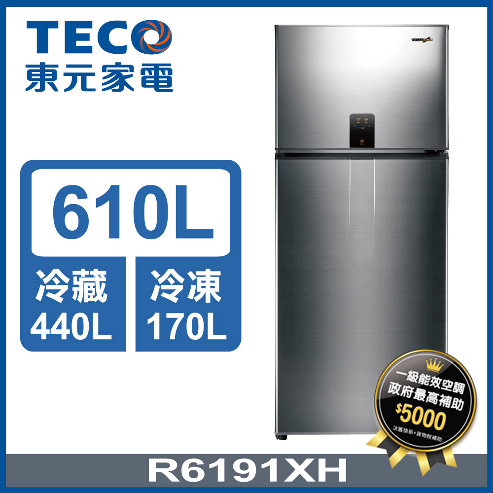 【TECO 東元】610公升 一級能效變頻雙門冰箱 (R6191XH)