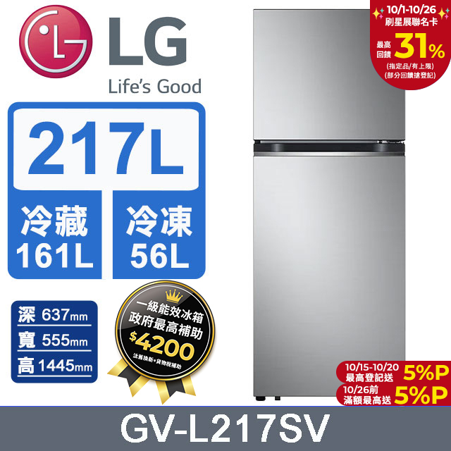 217L 智慧變頻雙門冰箱 GV-L217SV (星辰銀)