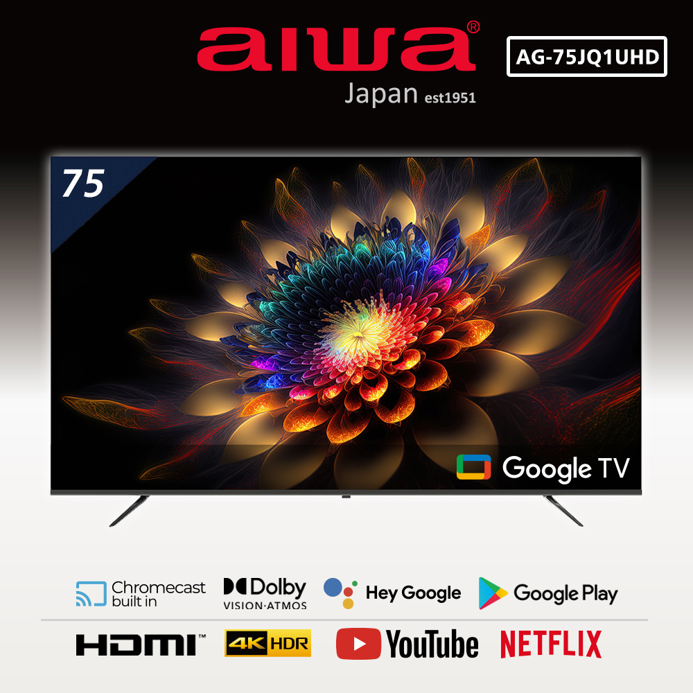 【AIWA 愛華】75吋4K HDR Google TV認證 QLED量子點智慧聯網液晶顯示器-AG-75JQ1UHD(含安裝)