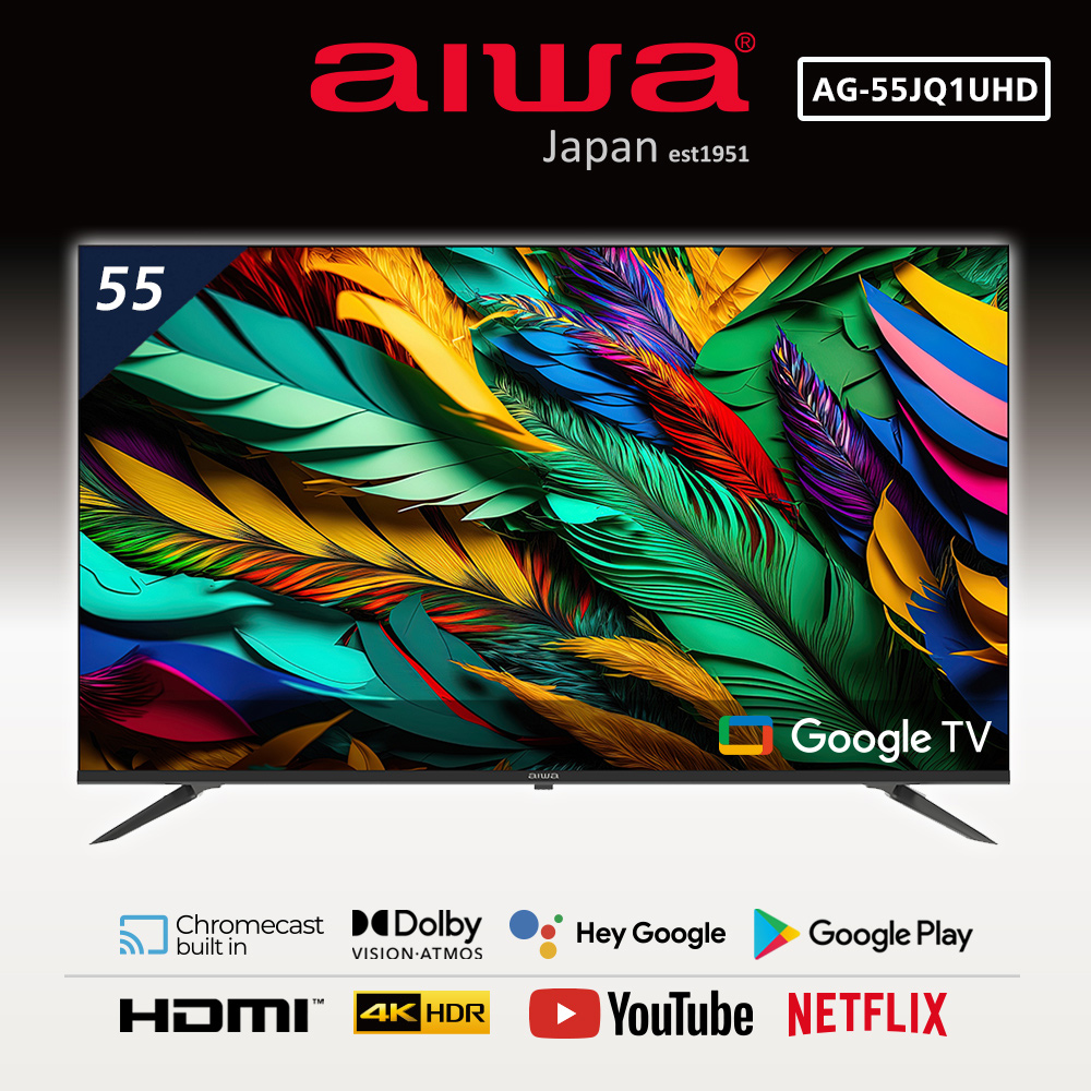 【AIWA 愛華】55吋4K HDR Google TV認證 QLED量子點智慧聯網液晶顯示器-AG-55JQ1UHD(不含安裝)