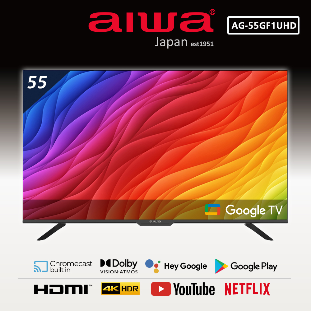 【AIWA 愛華】55吋4K HDR Google TV認證 智慧聯網液晶顯示器-AG-55GF1UHD(不含安裝)