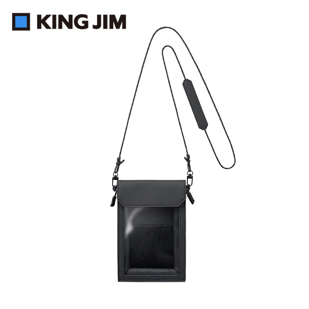 【KING JIM】Flatty One Mile多用途可斜背收納袋 S 黑色 (5560-BK)