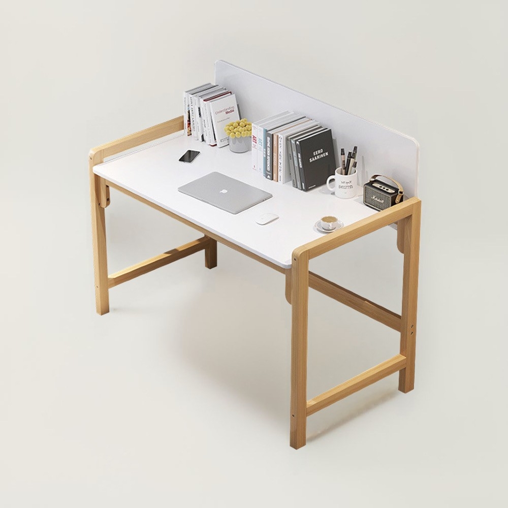 實木腿升降書桌120cm帶書架 D00170(電腦桌 工作桌 書桌 桌子 木桌 實木桌 木頭桌 辦公桌)