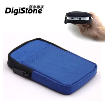 DigiStone 3C多功能防震/防水軟布收納包(適2.5吋硬碟/行動電源/3C)-藍色
