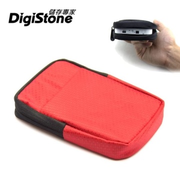 DigiStone 3C多功能防震/防水軟布收納包(適2.5吋硬碟/行動電源/3C)-紅色