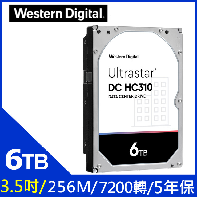 WD【Ultrastar DC HC310】企業級 6TB/7200轉/256MB/3.5吋/5Y(HUS726T6TALE6L4/0B36039)