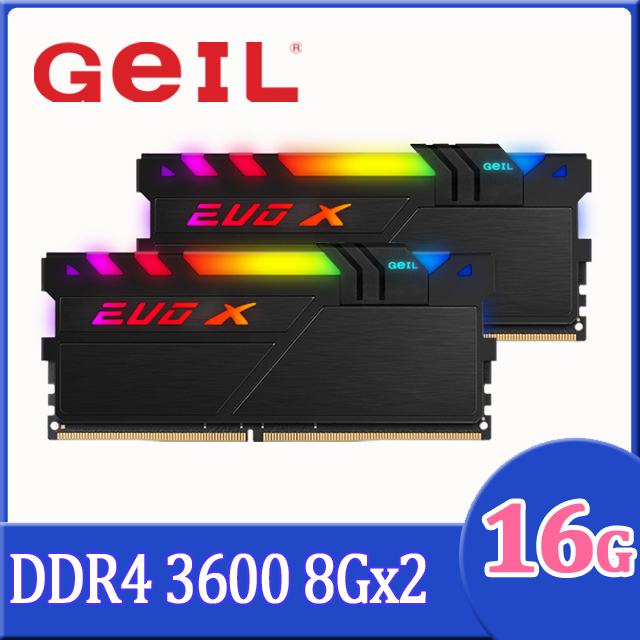 GeIL EVOX II RGB SYNC DDR4 3600Mhz 16GB(8GX2) 桌上型記憶體