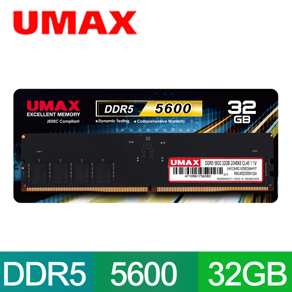 UMAX DDR5 4800 32GB 桌上型記憶體(2048X8) - PChome 24h購物