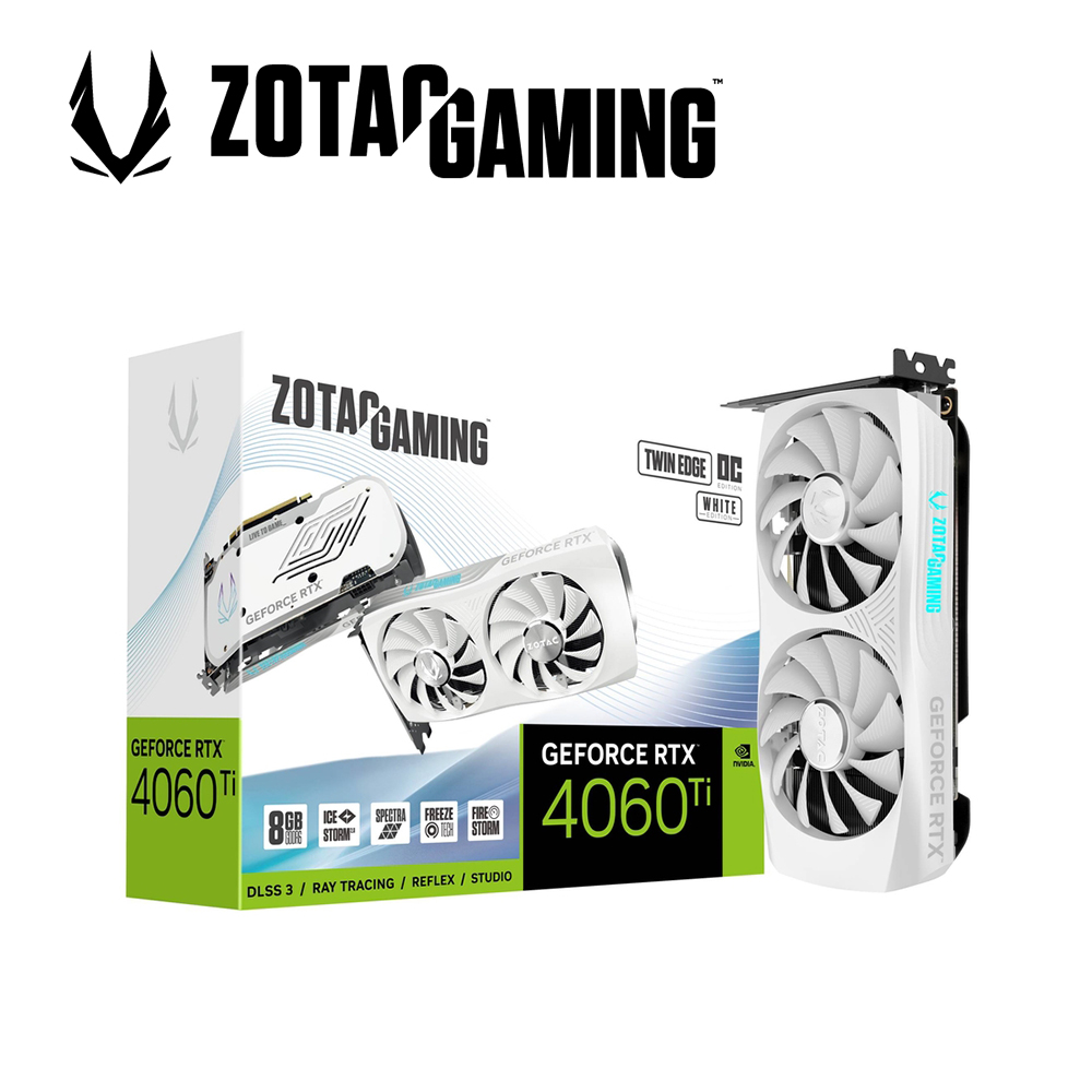 ZOTAC 索泰 GAMING GeForce RTX4060TI Twin Edge OC White Edition 8G 顯示卡