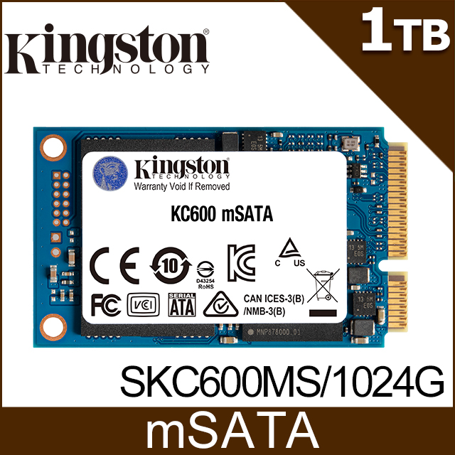 金士頓 Kingston KC600 (mSATA) 1TB SSD 固態硬碟 (SKC600MS/1024G)