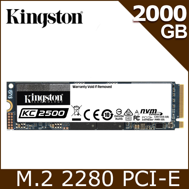 金士頓 Kingston KC2500 2000GB(2TB) NVMe PCIe SSD固態硬碟 (SKC2500M8/2000G)
