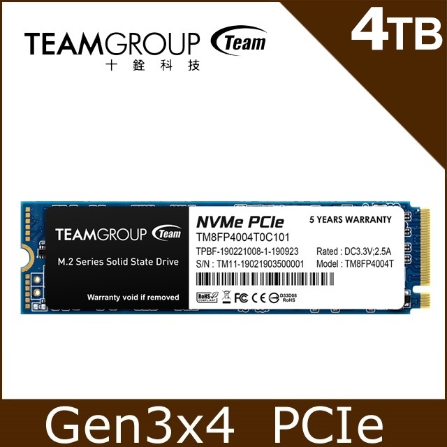 [情報] TEAM 十銓 MP34 4TB M.2 PCIe SSD 9999